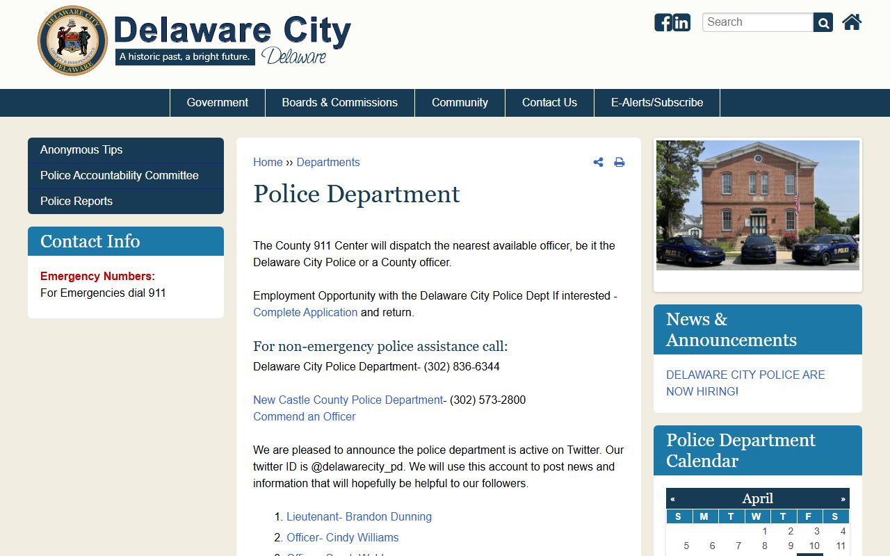 Delaware City Police Department for 24 Hour Booking records