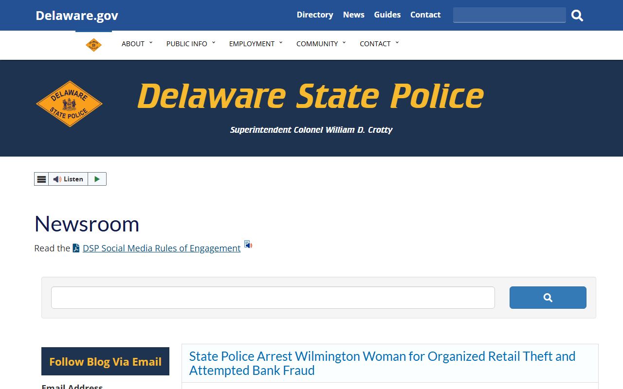 Delaware State Police newsroom for Seaford 24 Hour Booking